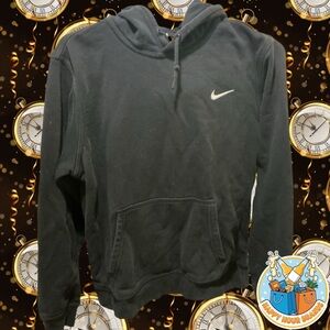 Vintage Nike Black Hoodie Pullover Medium Logo Pocket Casual Drawstring Boys